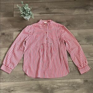 Vintage RoVel of California Red and White Striped Button-Up Blouse